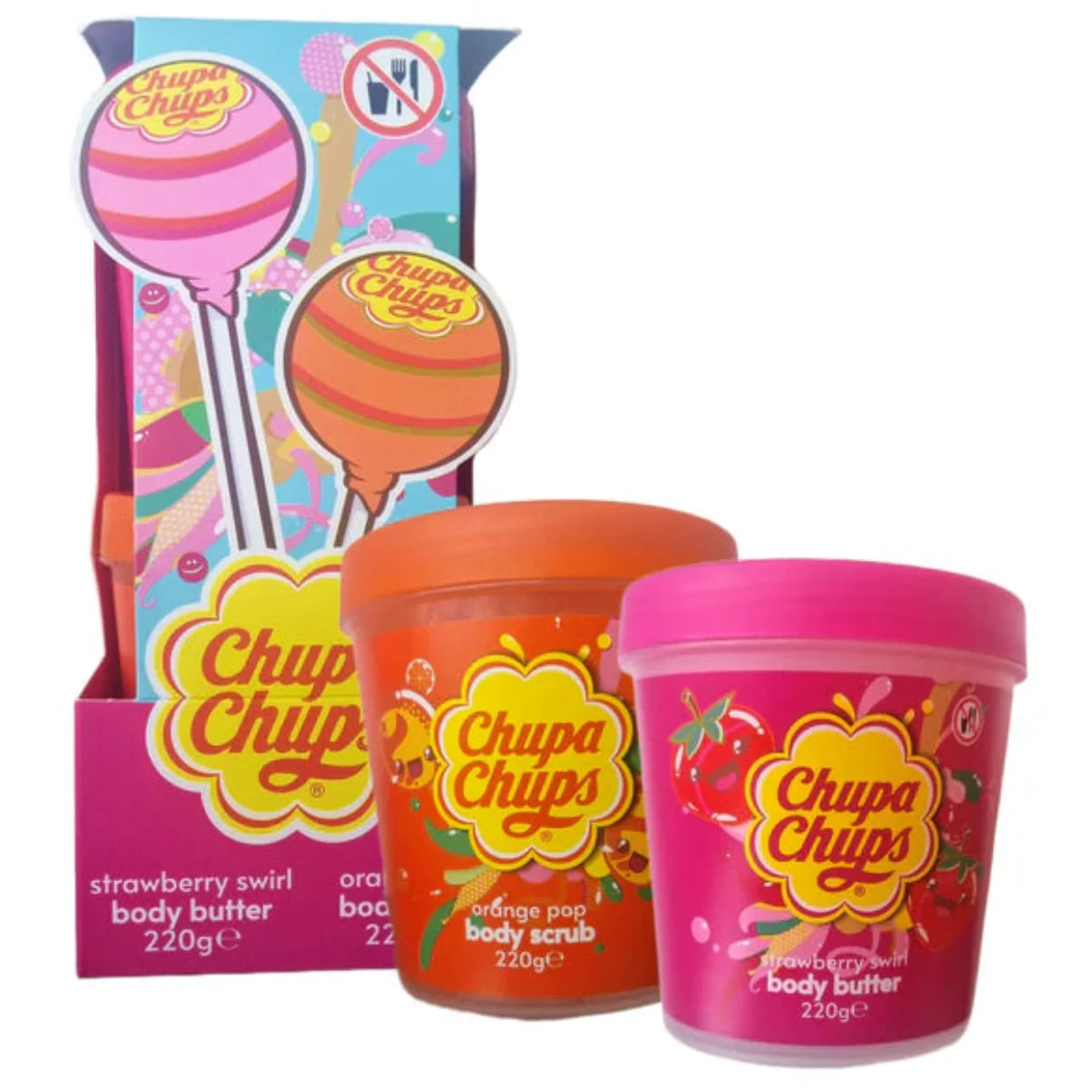 Chuppa Chups - Geschenkset Creme Corporel Strawberry Swirl & Peeling Corporel Orange Pop