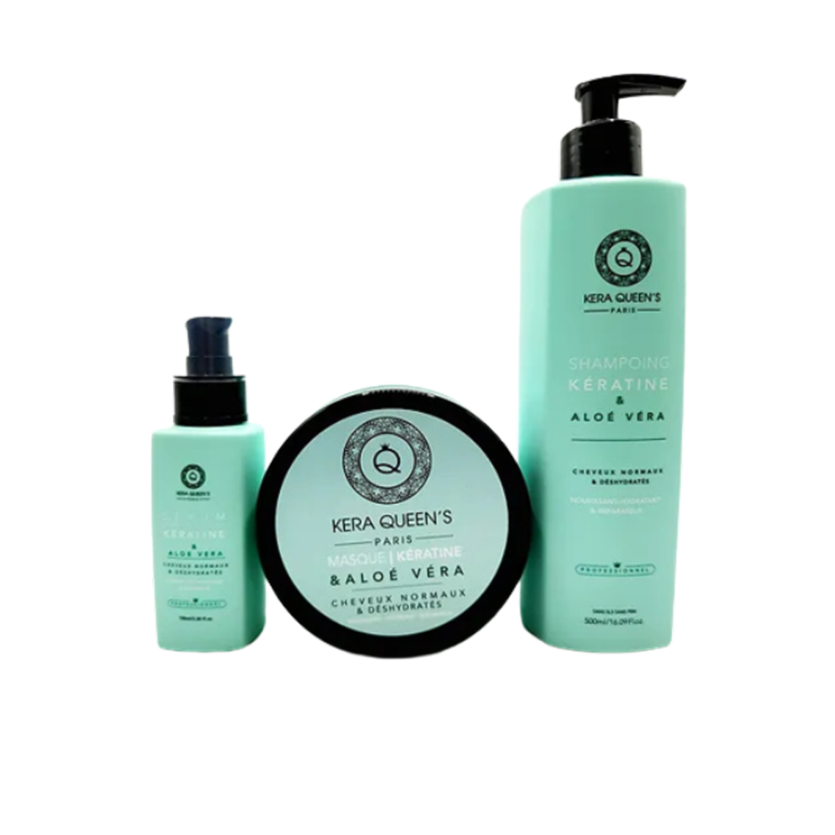 Kera Queen's - Trio Aloe Vera et Kératine - Shampoo 500ml + Maske 500ml + Serum 100ml