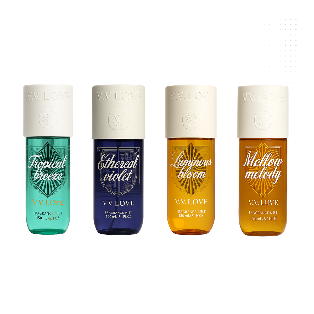 VV love - Pack Tropical Breeze + Ethereal Violet + Luminous Bloom + Mellow Melody - Körperspray für Damen