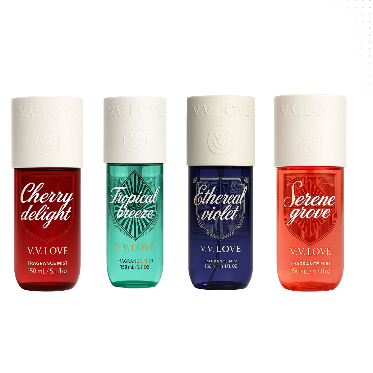 VV love - Pack Cherry Delight + Tropical Breeze + Ethereal Violet + Serene Grove - Körperspray für Damen