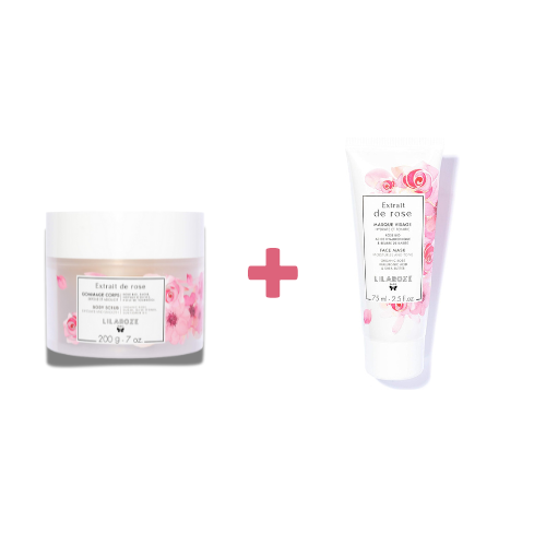 Lilaroze Paris - Packung Körperpeeling Extrait de Rose Bio + Gesichtsmaske Extrait de Rose Hydrate et Tonifie