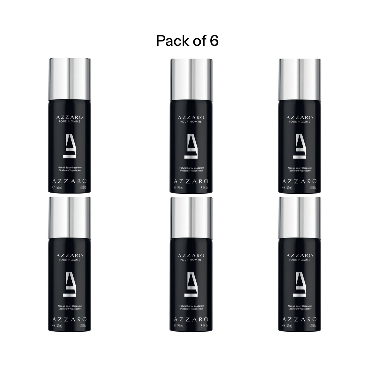 6*150ml Azzaro - für Herren - Deospray für Herren