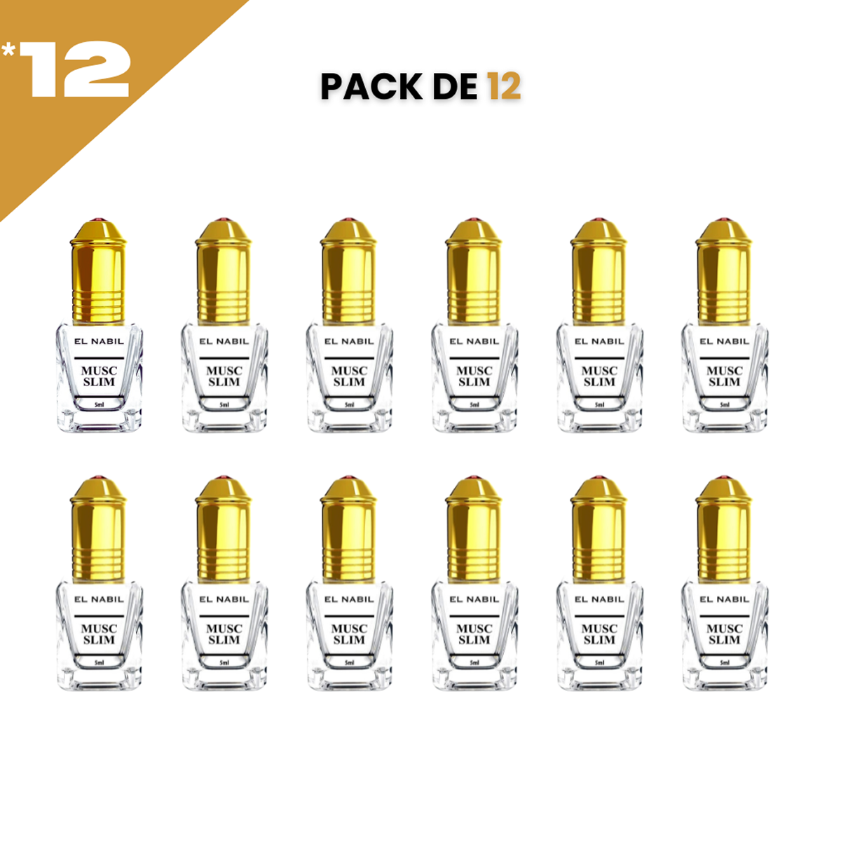 12*5ml el Nabil - Musc Slim - Parfum Concentré Sans Alcool