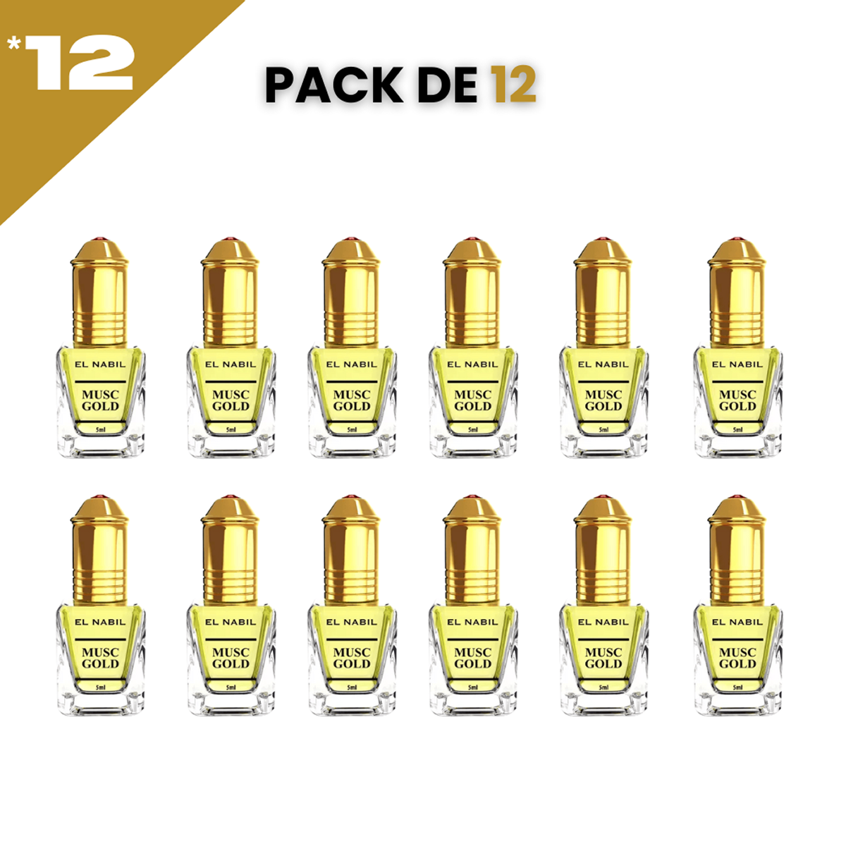 12*5ml el Nabil - Musc Gold - Parfum Concentré Sans Alcool