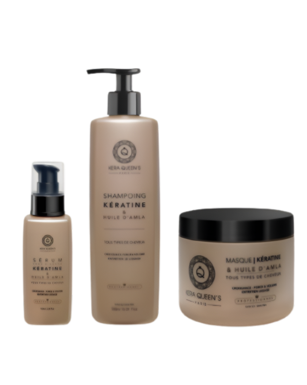 Kera Queen's - Trio Amla-Öl und Keratin - Shampoo 500ml + Maske 500ml + Serum 100ml