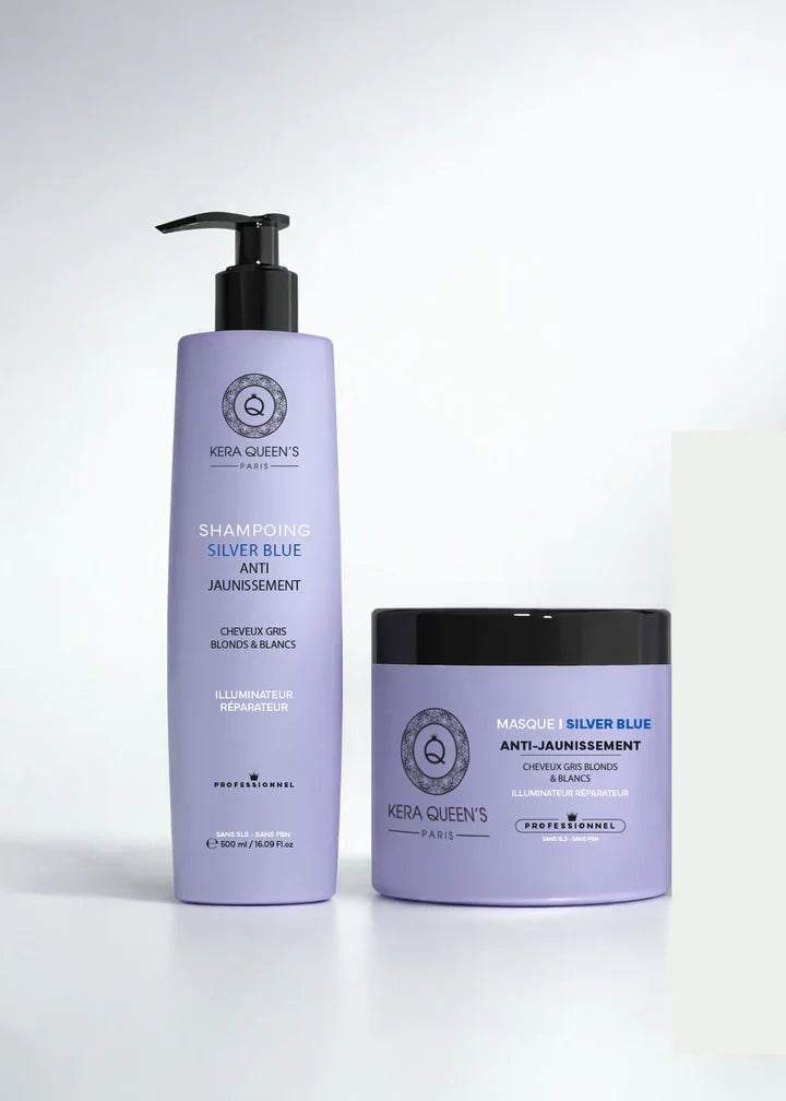 Kera Queen's - Silver Blue anti jaunissement Shampoo 500ml + Maske 500ml
