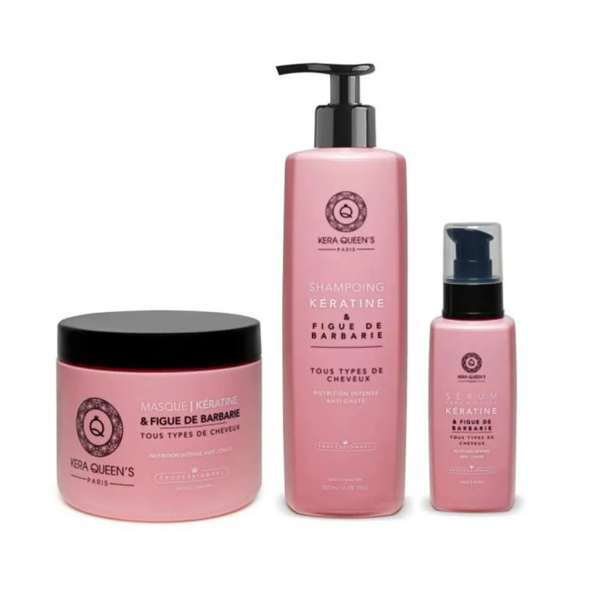 Kera Queen's - Trio Kaktusfeige und Keratin - Shampoo 500ml + Maske 500ml + Serum 100ml