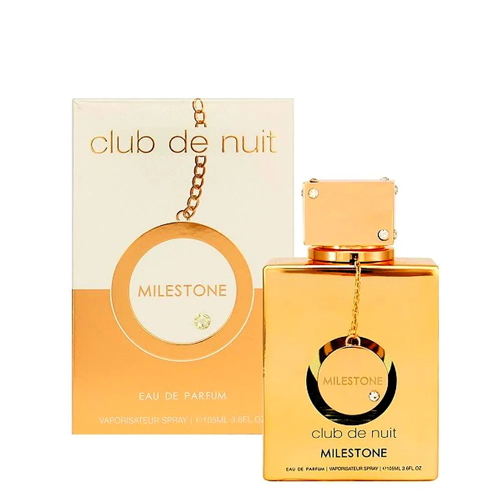 Armaf Club de Nuit Milestone Eau de Parfum Mixte Flasche mit schlankem Design und eleganter Verpackung.