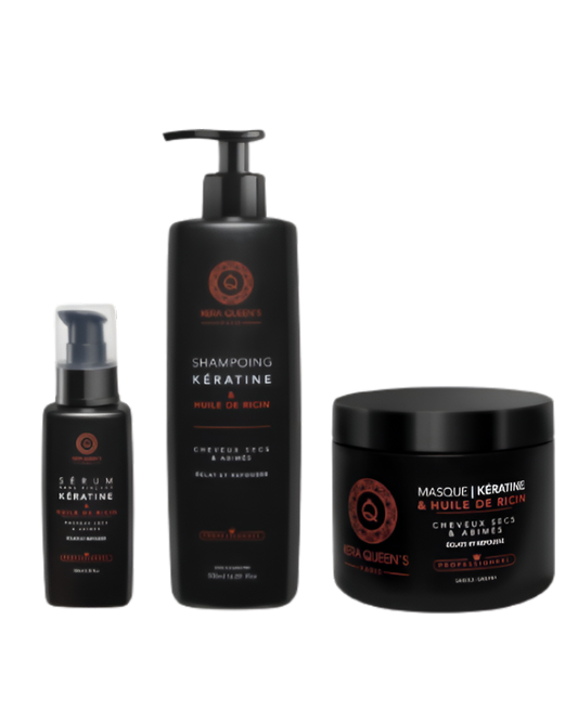Kera Queen's - Trio Rizinus und Keratin - Shampoo 500ml + Maske 500ml + Serum 100ml