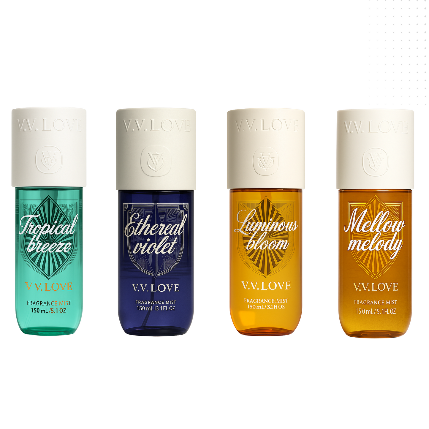 VV love - Pack Tropical Breeze + Ethereal Violet + Luminous Bloom + Mellow Melody - Parfümierter Nebel für Frauen