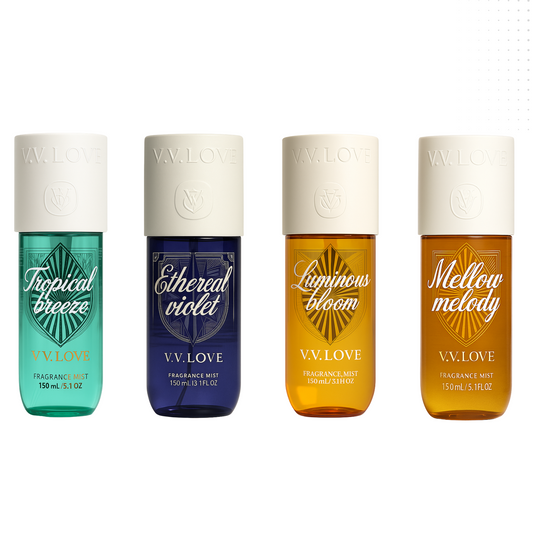 VV love - Pack Tropical Breeze + Ethereal Violet + Luminous Bloom + Mellow Melody - Parfümierter Nebel für Frauen