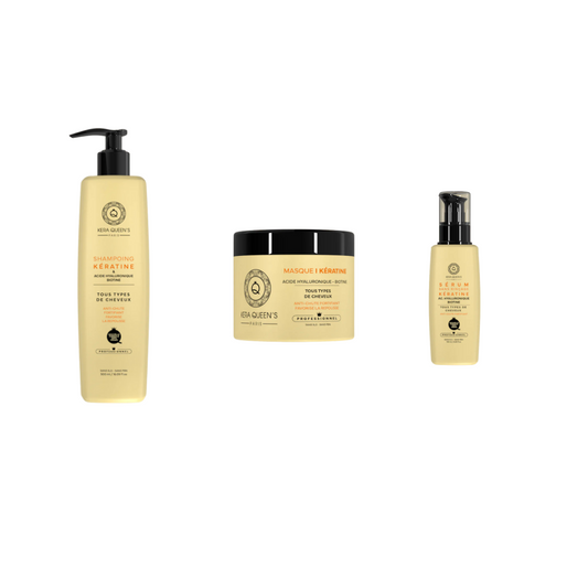 Kera Queen's - Trio Keratin Hyaluronsäure-Biotin - Shampoo 500ml + Maske 500ml + Serum 100ml