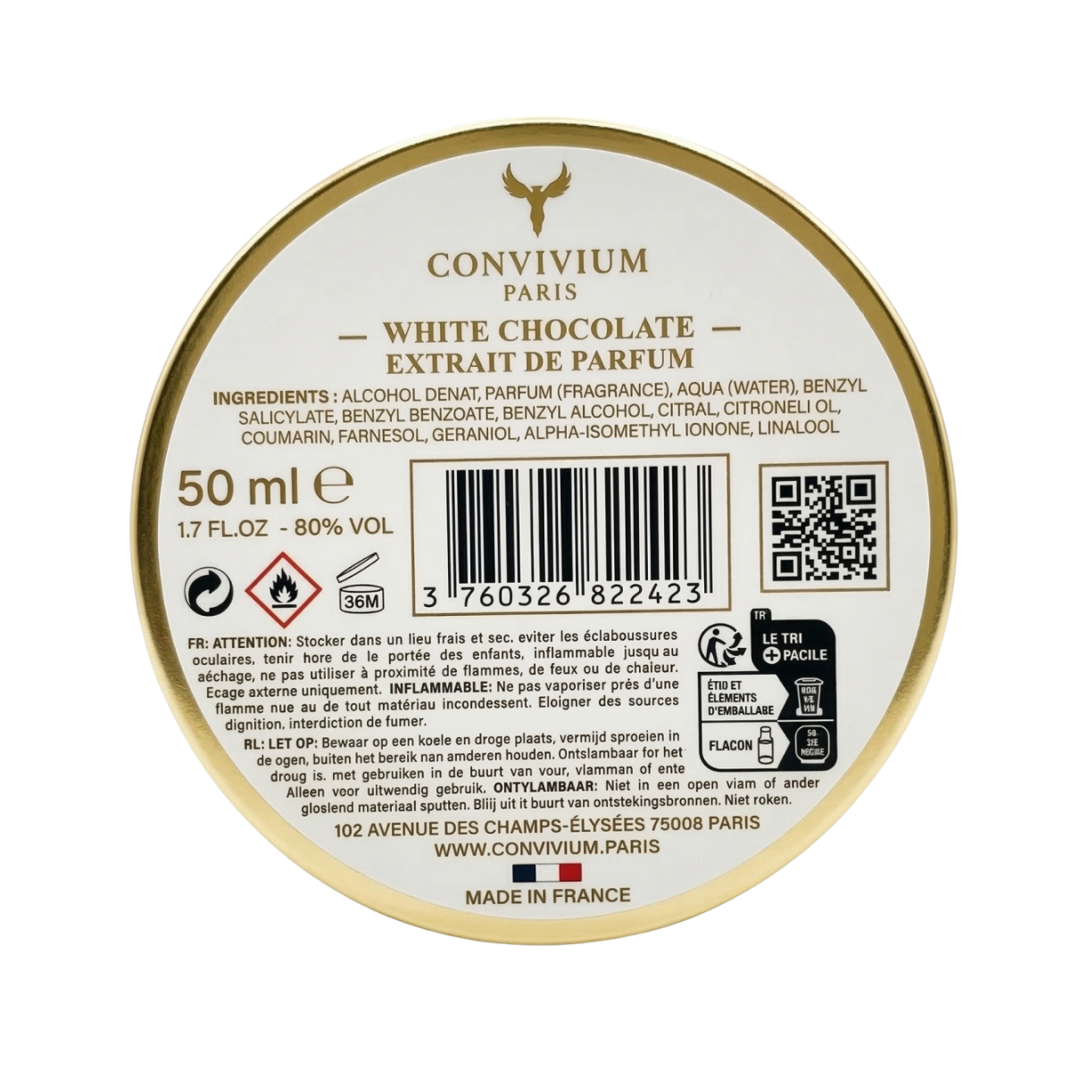 50ml Convivium Paris - White Chocolate - Extrait de Parfum Mixte