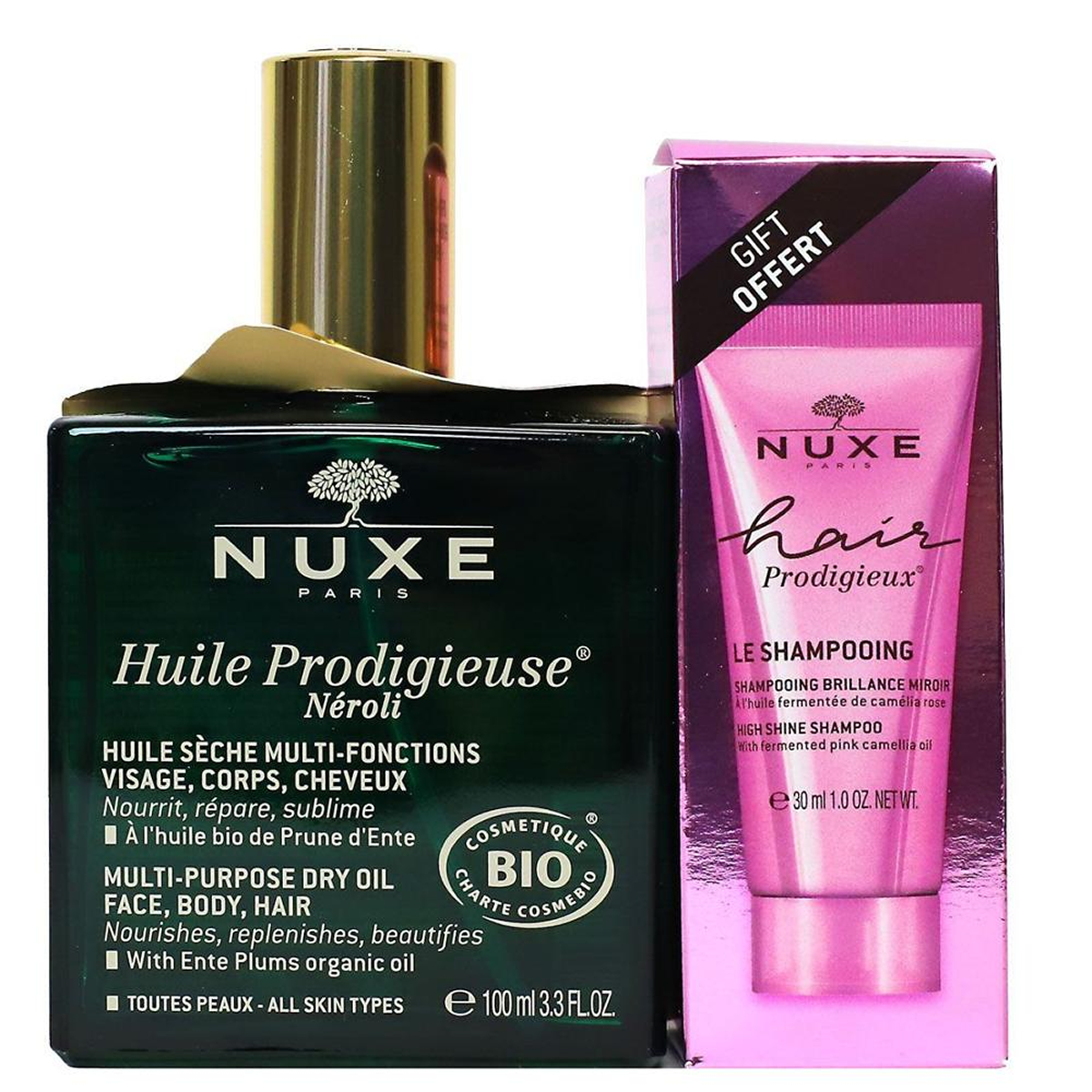 Nuxe - HUILE PRODIGIEUSE NEROLI - Trockenöl Multifunktion 100ml + Shampoo Brillance Miroir 30ml Offert