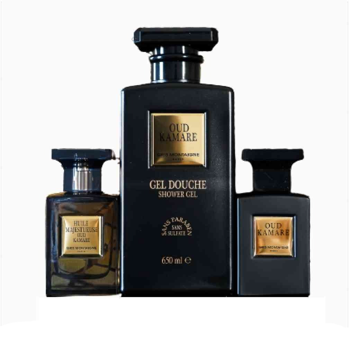 Gris Montaigne - Oud Kamare - Geschenkset Parfum Oud Kamare 75 ML + Duschgel 650 ML + Trockenöl 75 ML