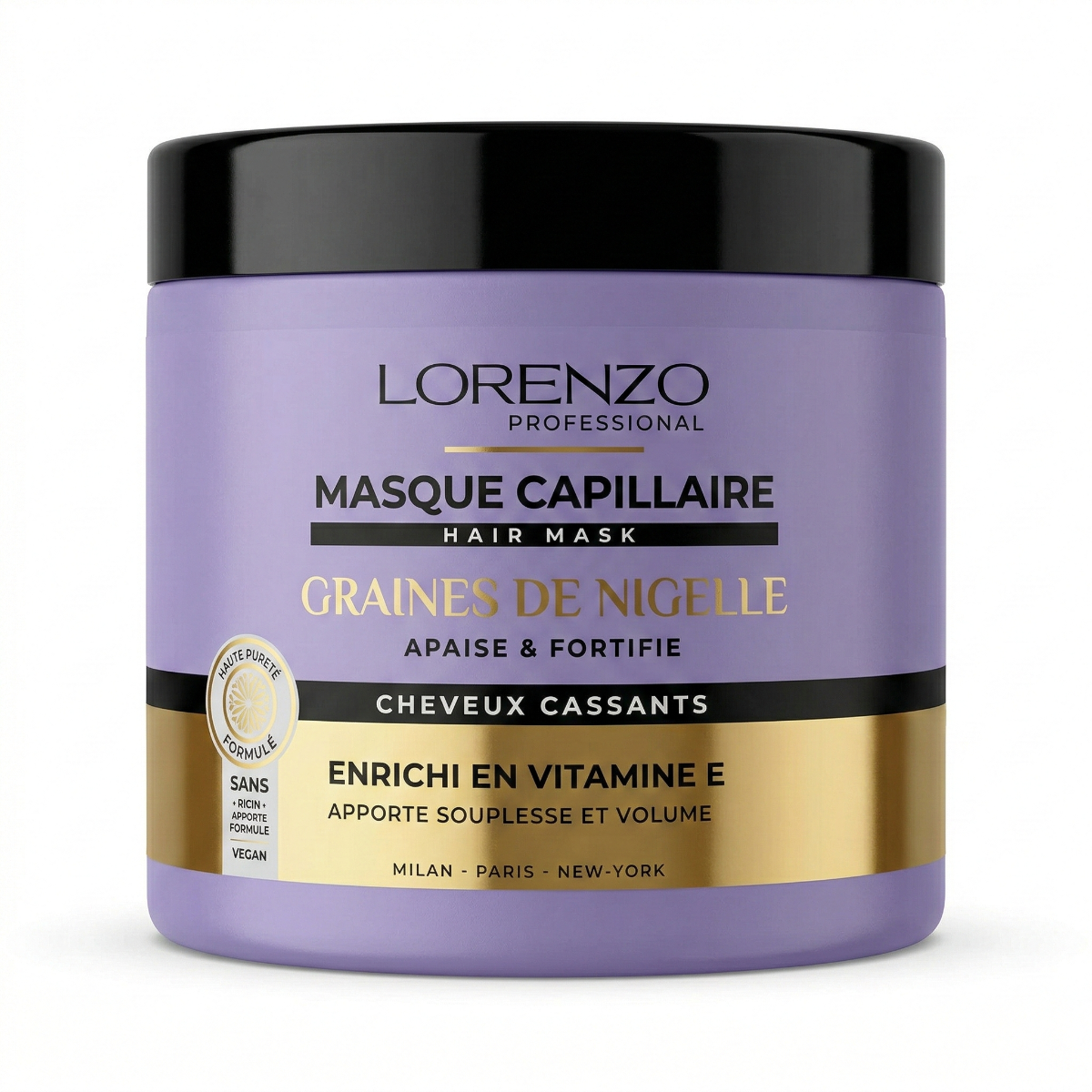 500ml Lorenzo Professional - Huile de Graines de Nigelle - Masque Capillaire cheveux cassants