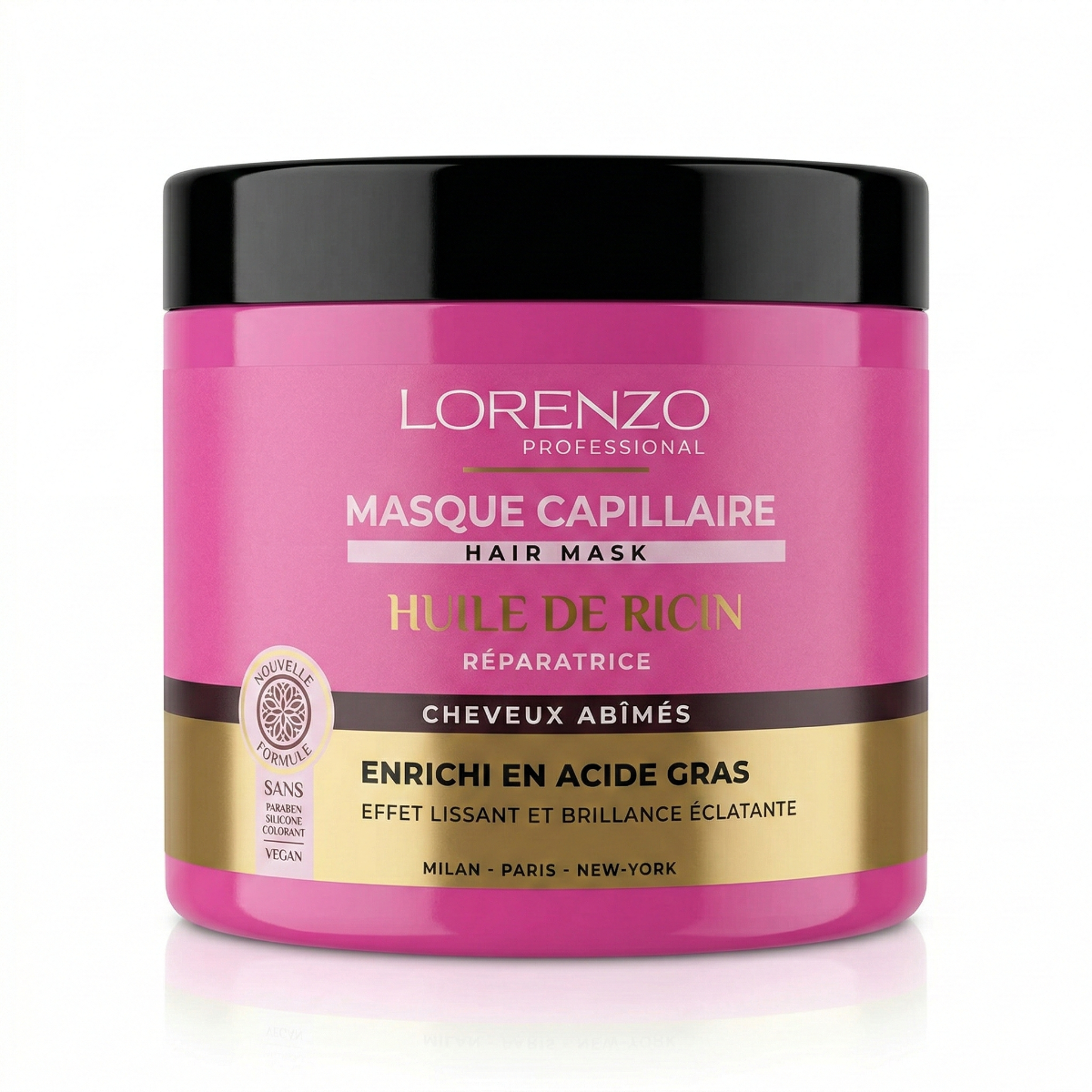 500ml Lorenzo Professional - Huile de Ricin - Masque Capillaire cheveux abîmés