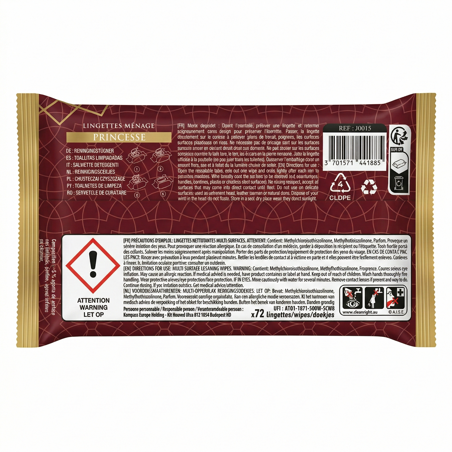 Dubai Style -  Princess - Lingettes Humides Parfumees Visage et Corps x72 Lingette