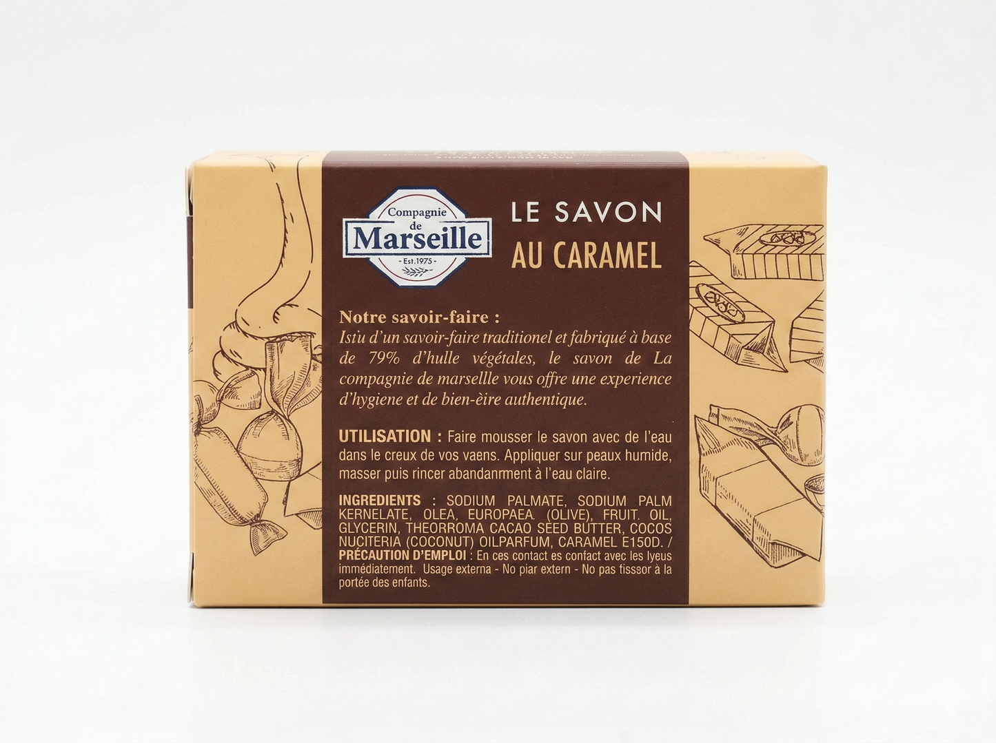 Compagnie de Marseille - Caramel - Savon de Marseille 99% d'Origine Naturelle
