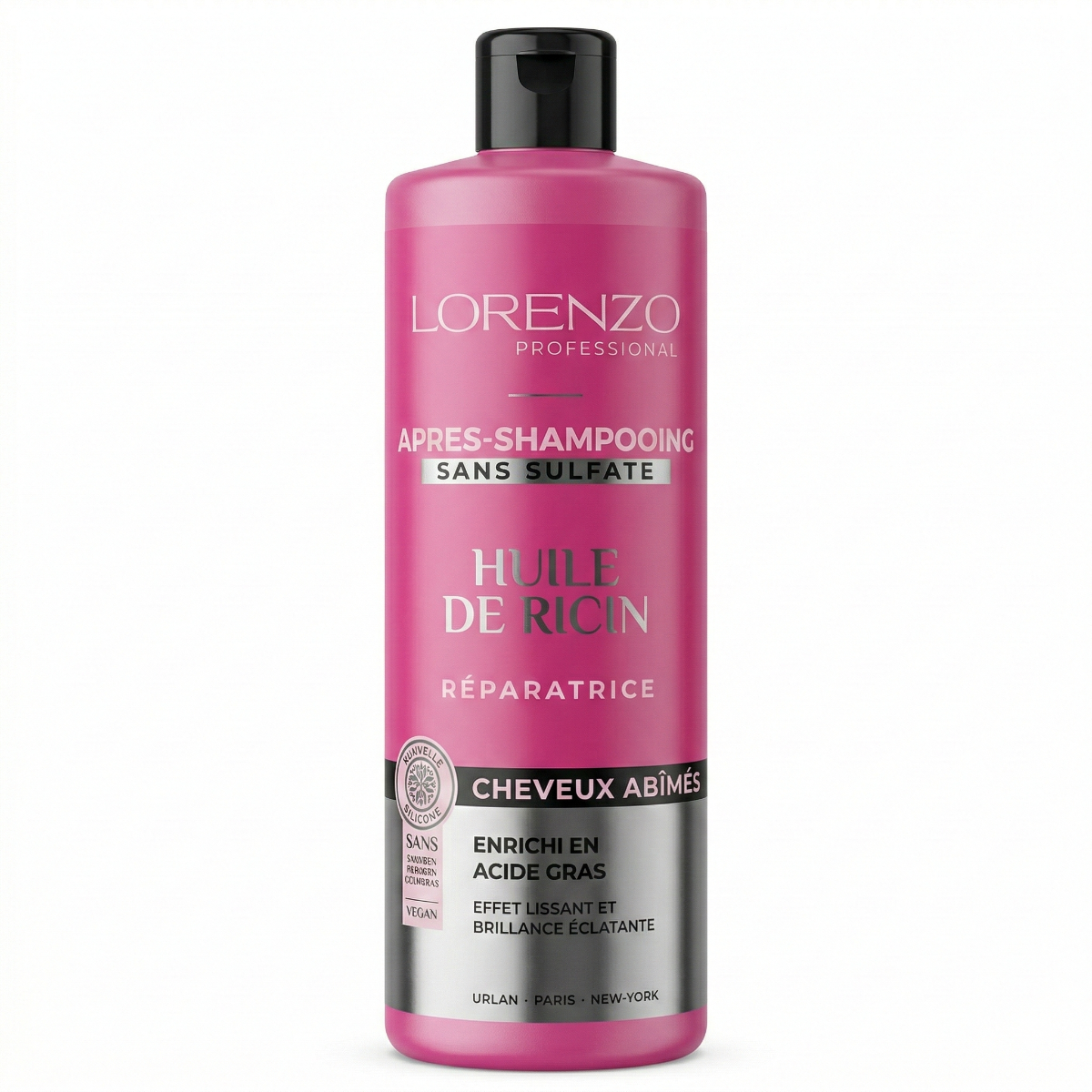 500ml Lorenzo Professional - Après-Shampooing Huile de Ricin Cheveux Abîmes 500ml