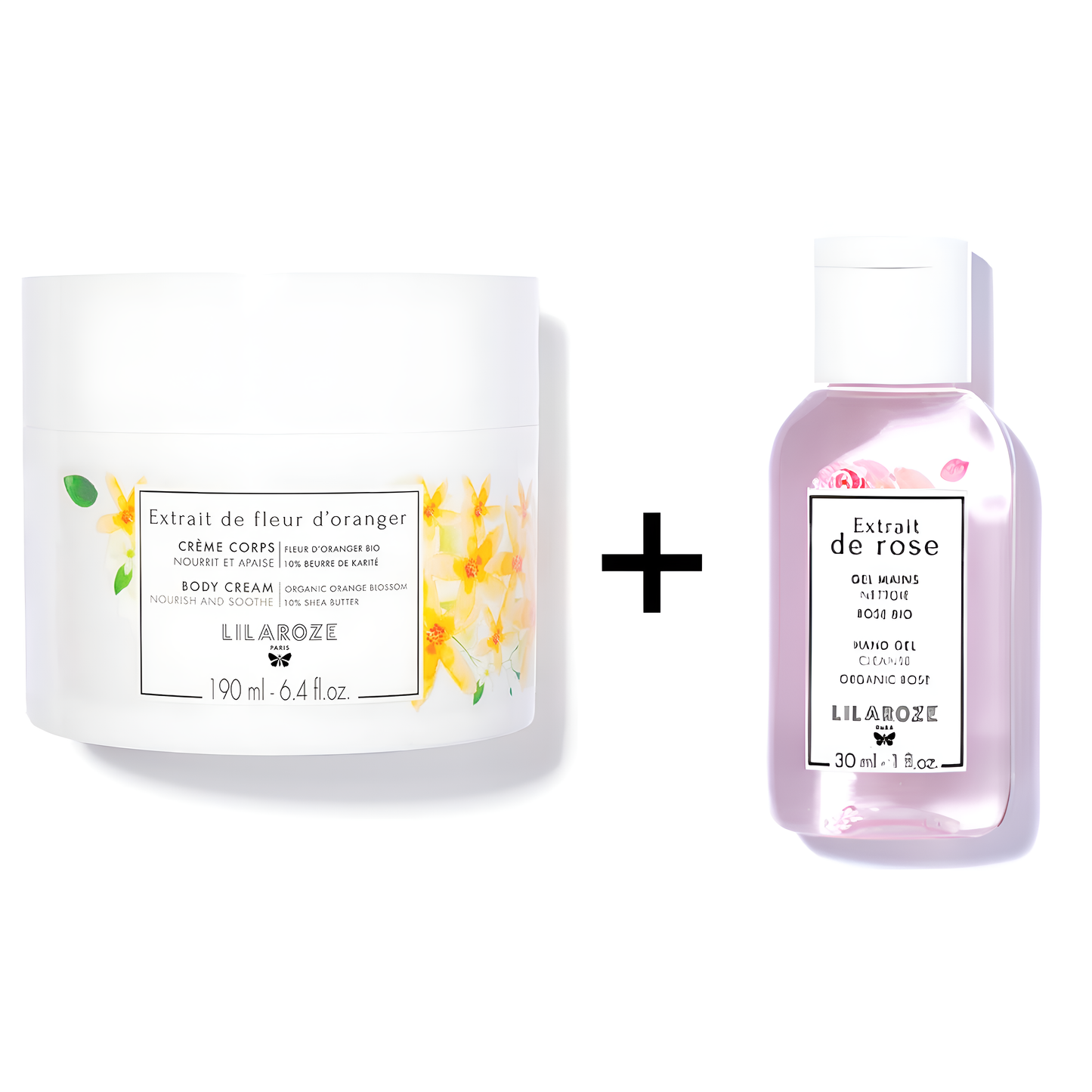 Lilaroze Paris - Packung Körpercreme Extrait de Fleur D'oranger Bio + Handreinigungsgel Extrait de Rose
