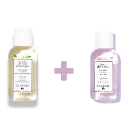 Lilaroze Paris - Packung Gel Mains Nettoie Extrait de Fleur D'oranger + Gel Mains Nettoyant Extrait de Rose