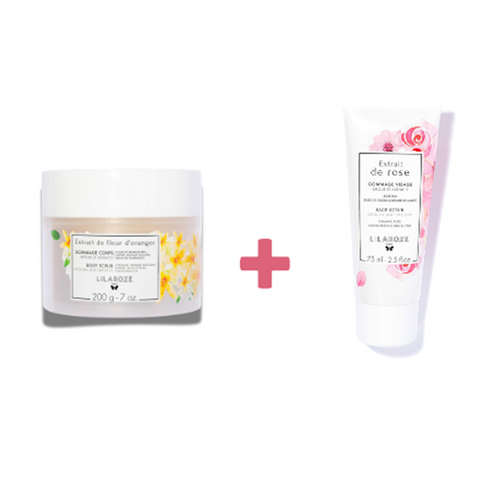 Lilaroze Paris - Packung Körperpeeling Extrait de Fleur D'oranger Bio + Gesichtspeeling Extrait de Rose Exfoliation et Adoucit