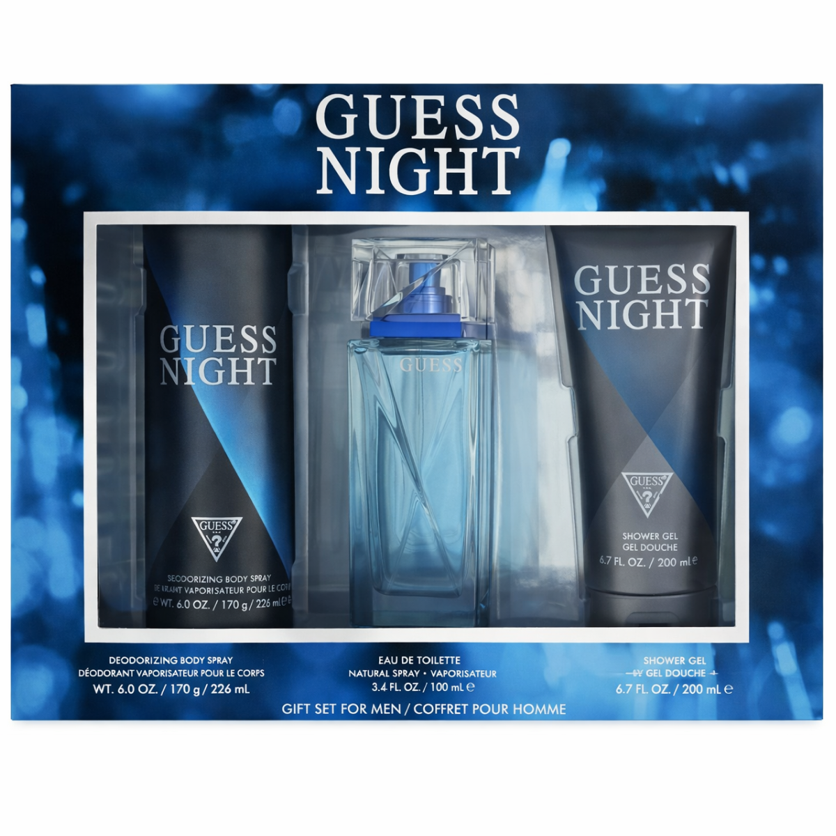 Guess - Night - Geschenkset für Herren - Deodorant 226ml + Eau de Toilette 100ml + Duschgel 200ml