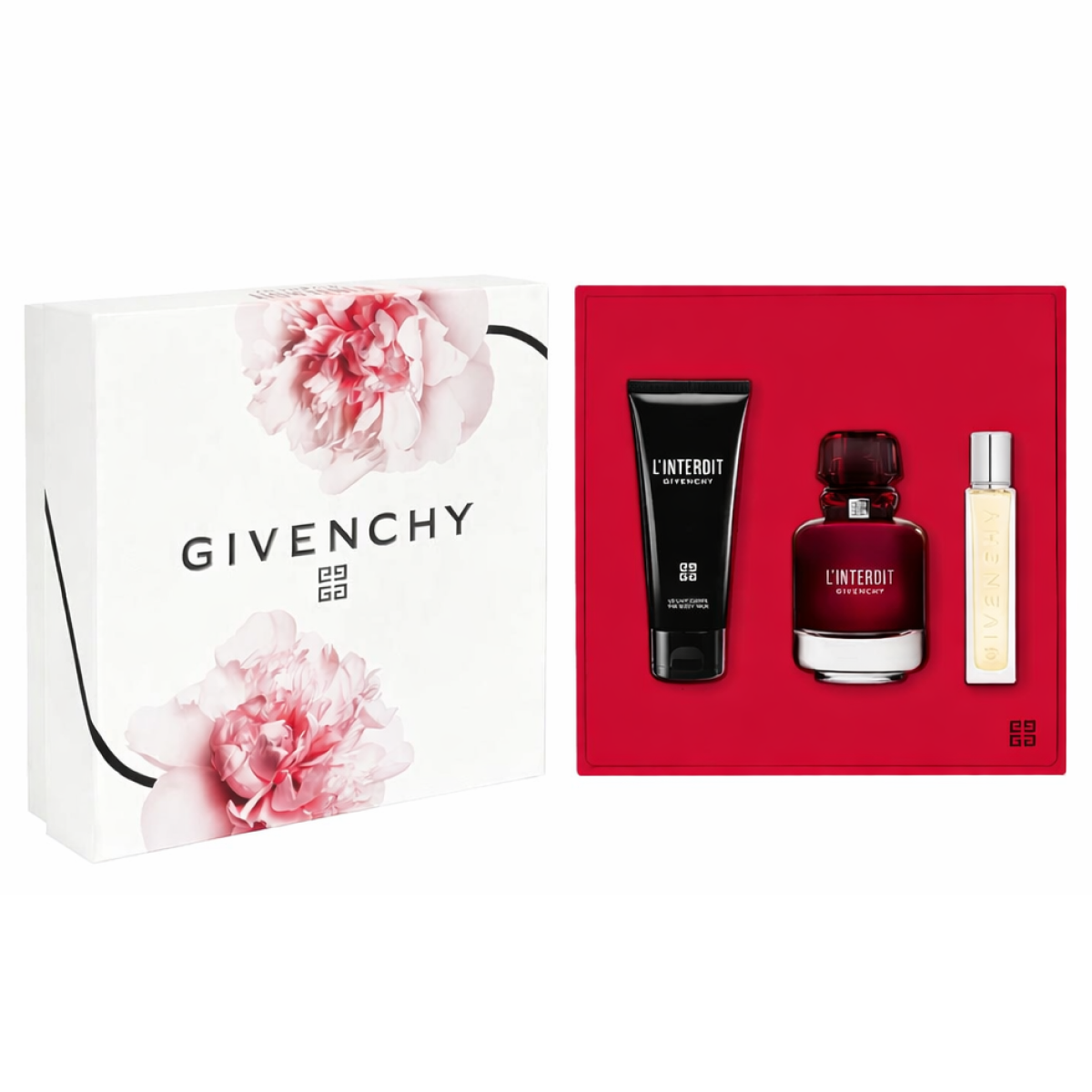 Givenchy - Geschenkset L'interdit Rouge Parfum 80ml + 12.5ml + Körperlotion 75ml