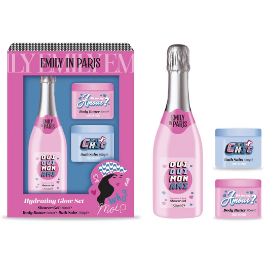 Emily in Paris - Hydrating Glow Set - Duschgel + Body Butter + Bath Salts