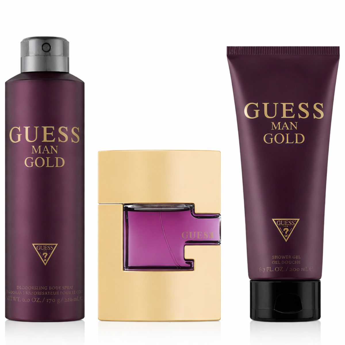 Guess - Man Gold - Geschenkset für Herren Deodorant 226ml + Eau de Toilette 75ml + Duschgel 200ml