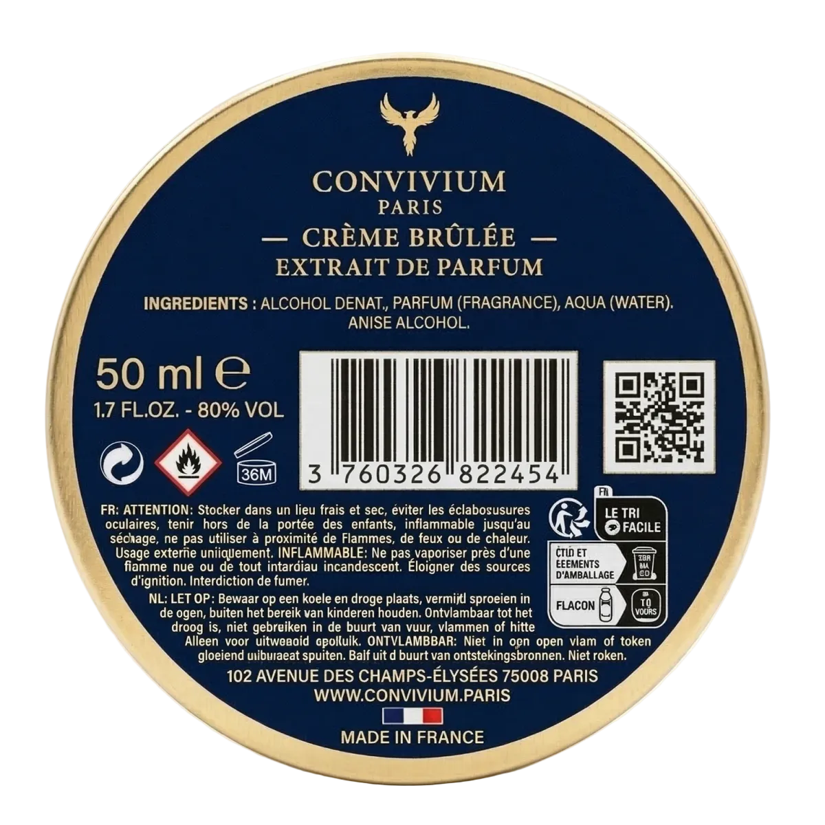 50ml Convivium Paris - Crème Brûlée - Extrait de Parfum Mixte