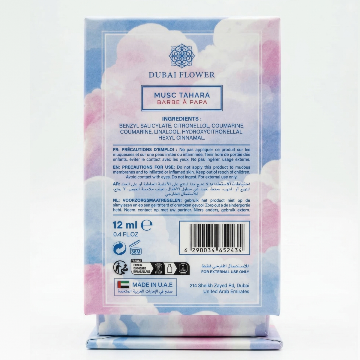 12ml Dubaï Flower - Musc Tahara Barbe A Papa - Concentré de Parfum Mixte