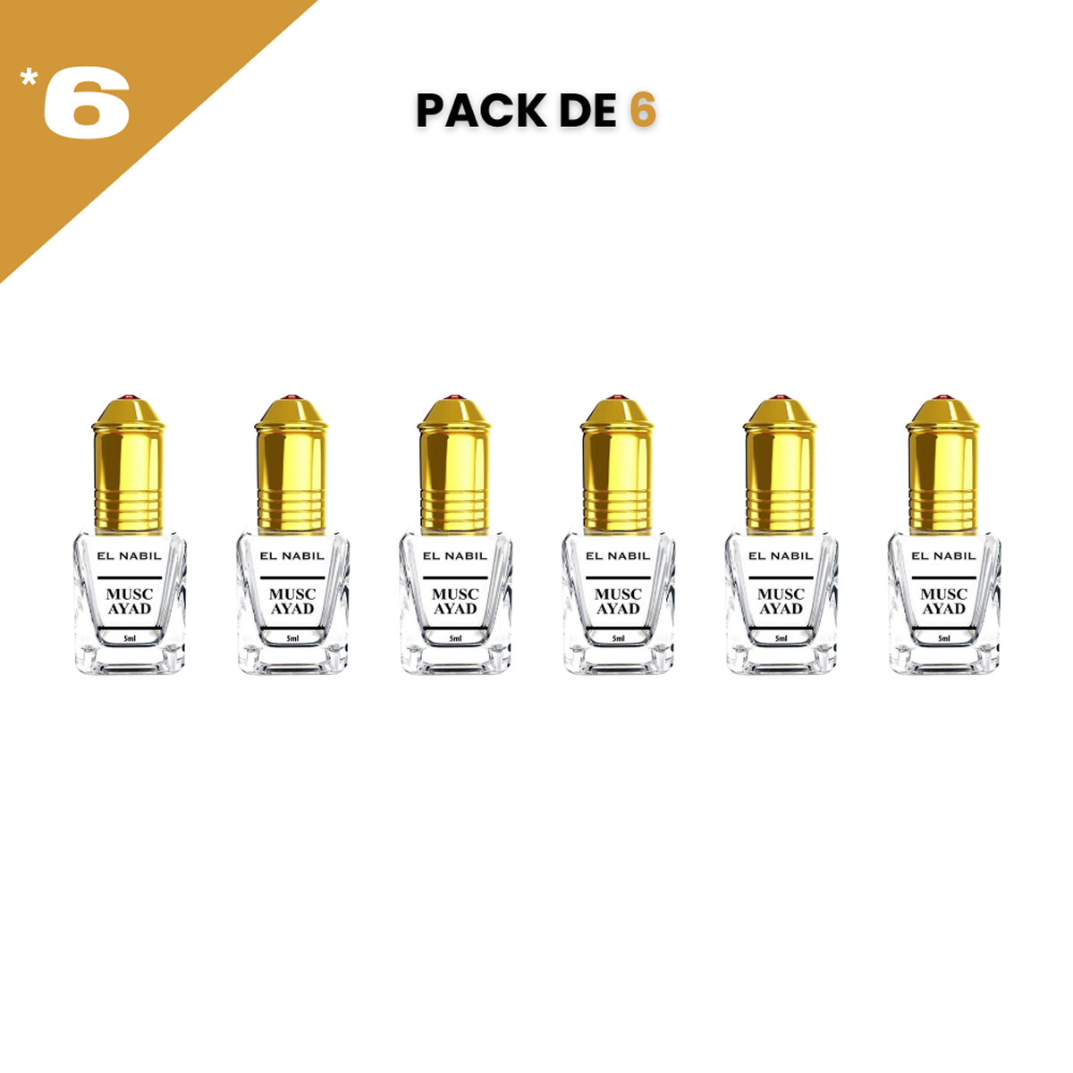 6*5ml el Nabil - Musc Ayad - Parfum Concentré Sans Alcool