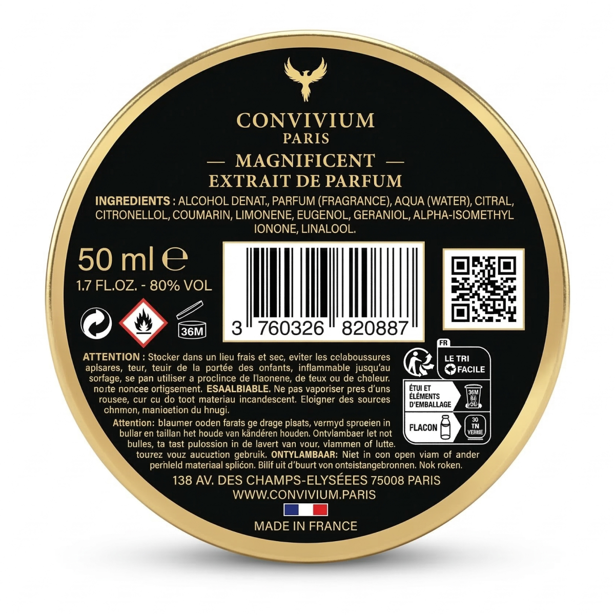 50ml Convivium Paris - Magnificient - Extrait de Parfum Mixte