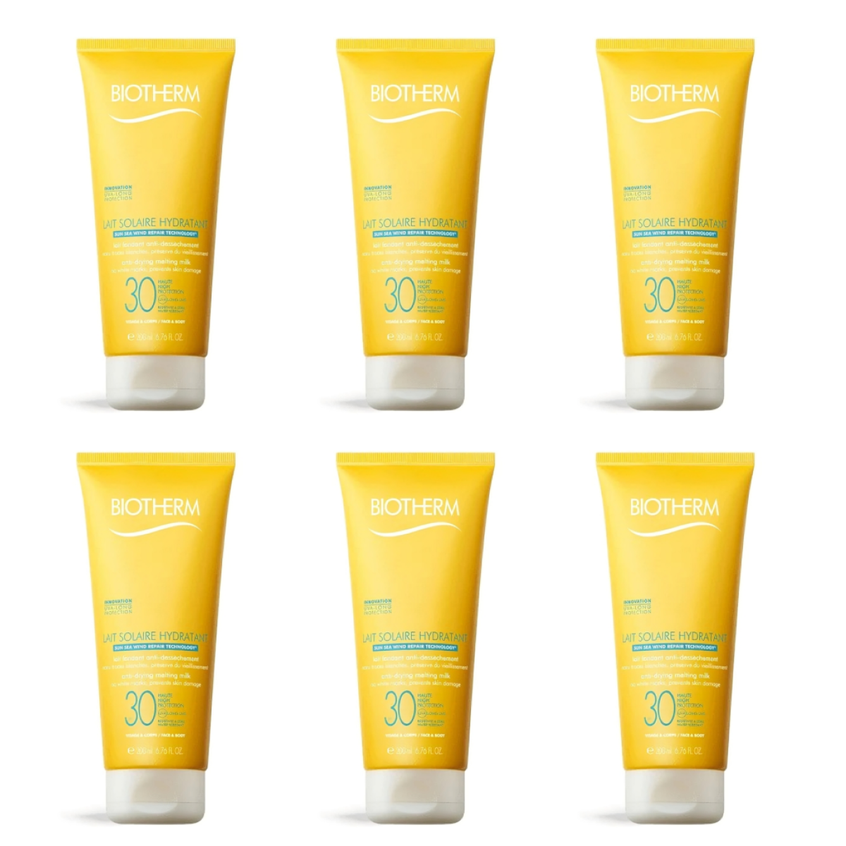 6 * 40ml Biotherm - Waterlover - Lait Solaire Protection Sonnencreme 30