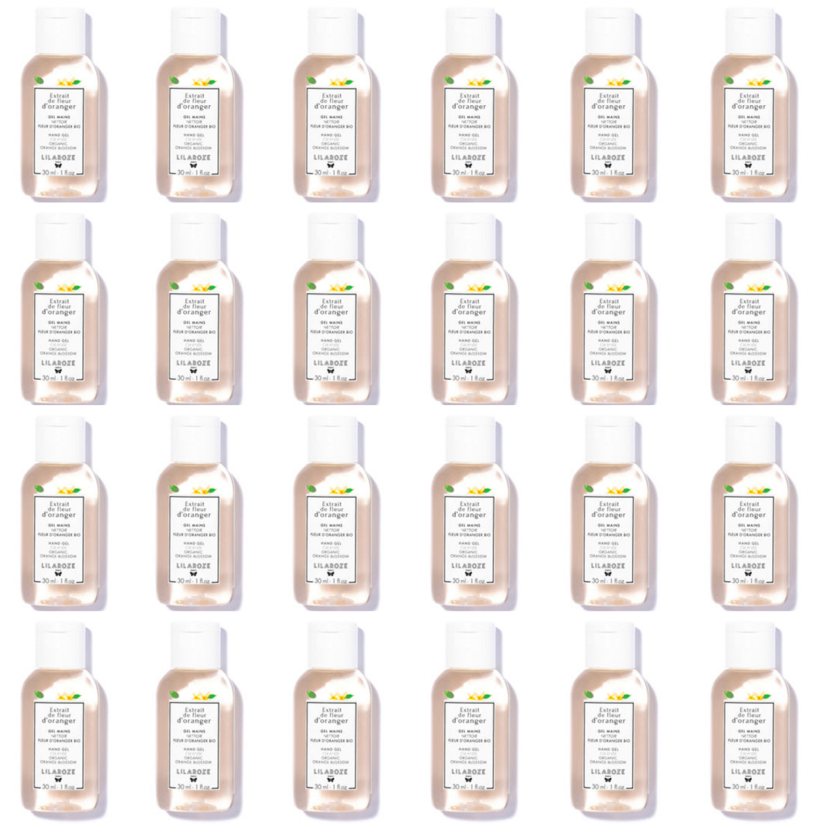 24 * 30ml Lilaroze Paris - Reinigendes Handgel Extrakt aus Fleur D'oranger