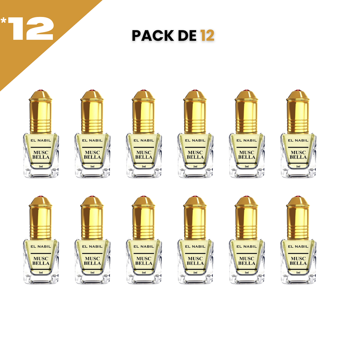 12*5ml el Nabil - Musc Bella - Parfum Concentré Sans Alcool