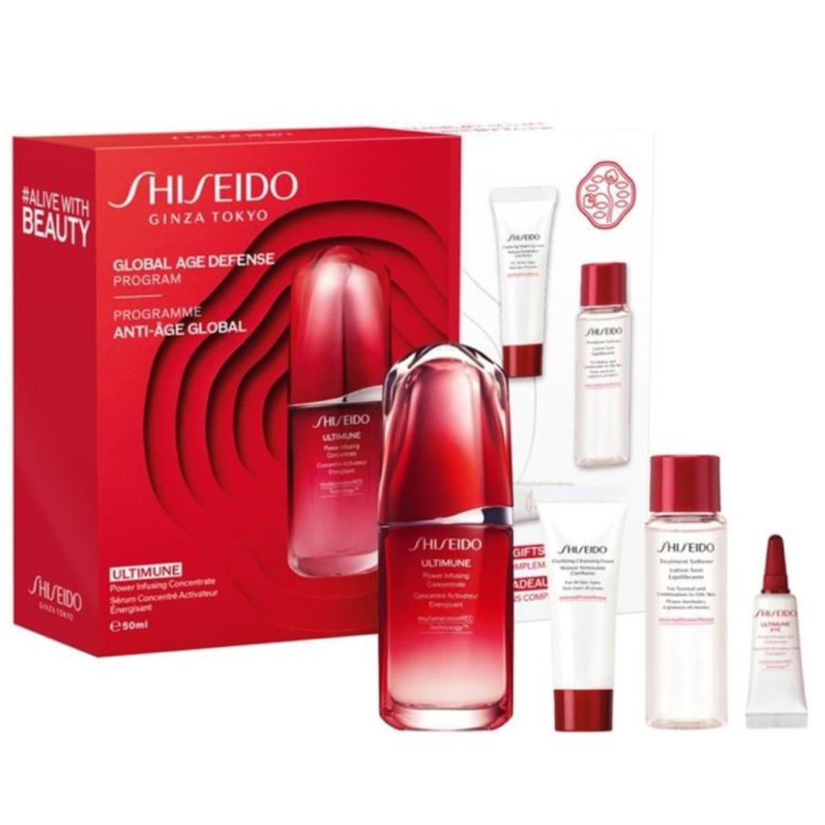 +15ml+30ml+3ml Shiseido - Programme Anti - Âge Global - Geschenkset Konzentrat Activateur Énergisant Ultimune 50 Ml + Reinigungsschaum Clarifiante 15 Ml +Lotion Soin Équilibrante 30 Ml + Konzentrat Activateur Yeux Énergisant Ultimune 3 ml
