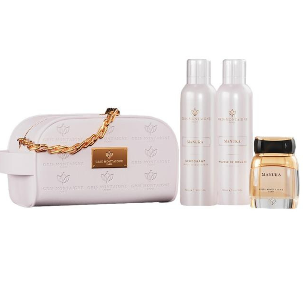 Gris Montaigne - Kosmetiktasche Manuka Extrait de Parfum 80ml + Deo 150ml + Duschschaum 150ml