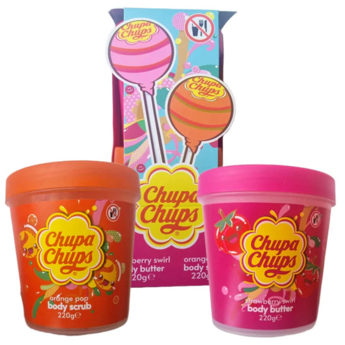 Chuppa Chups - Geschenkset Creme Corporel Strawberry Swirl & Peeling Corporel Orange Pop