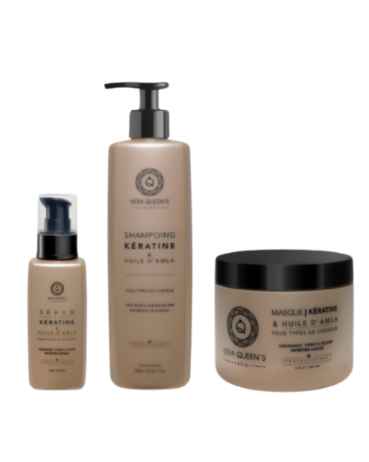 Kera Queen's - Trio Amla-Öl und Keratin - Shampoo 500ml + Maske 500ml + Serum 100ml