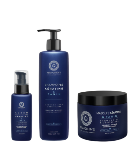 Kera Queen's - Trio Tanin und Keratin - Shampoo 500ml + Maske 500ml + Serum 100ml