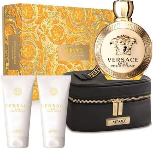 Versace - Eros Geschenkset für Frauen EDP 100ml + Körpermilch 100ml + Duschgel 100ml + Tasche