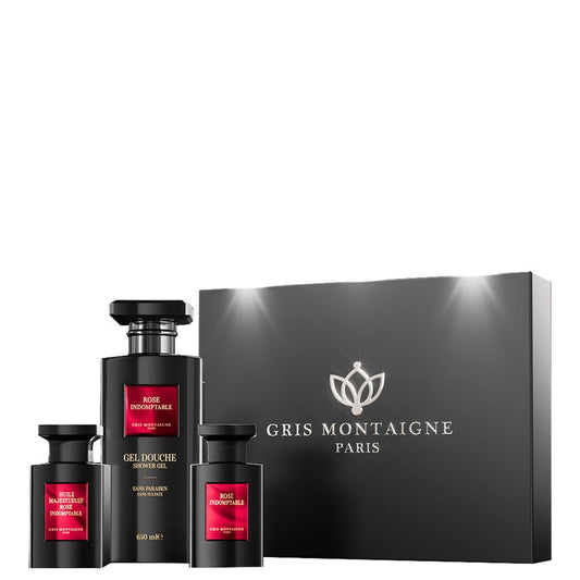 Gris Montaigne - Geschenkset Rose Indomptable Duschgel 650ml + Parfum 75ml + Öl 75ml