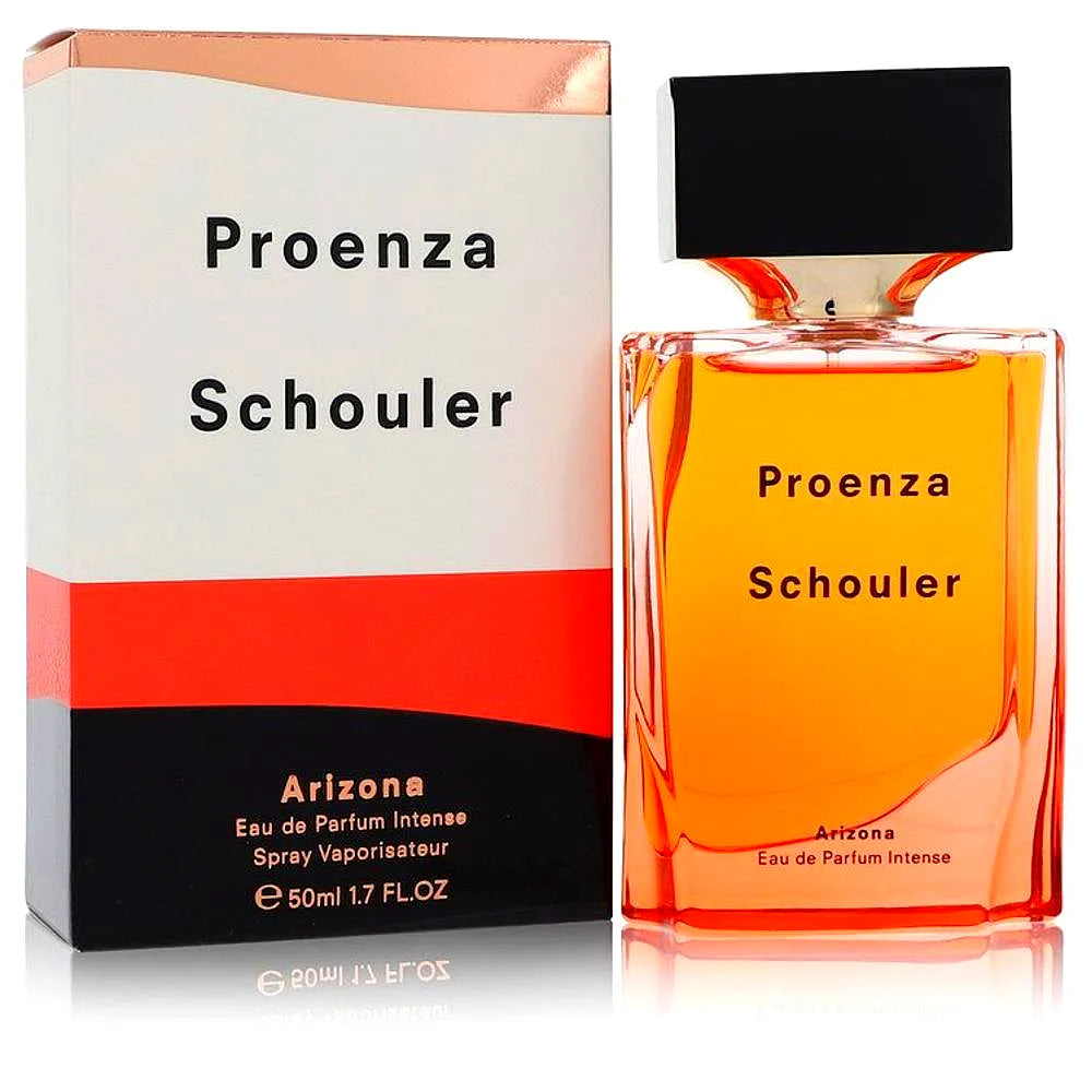 Elegante Flasche von Arizona Proenza Schouler Eau de Parfum Intense for women, featuring a sleek design with a gradient of warm desert tones and minimalistic branding.