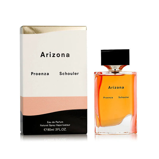 Elegant Proenza Schouler Arizona Eau de Parfum for women, featuring a sleek glass bottle with minimalistic design and soft pink fragrance liquid.