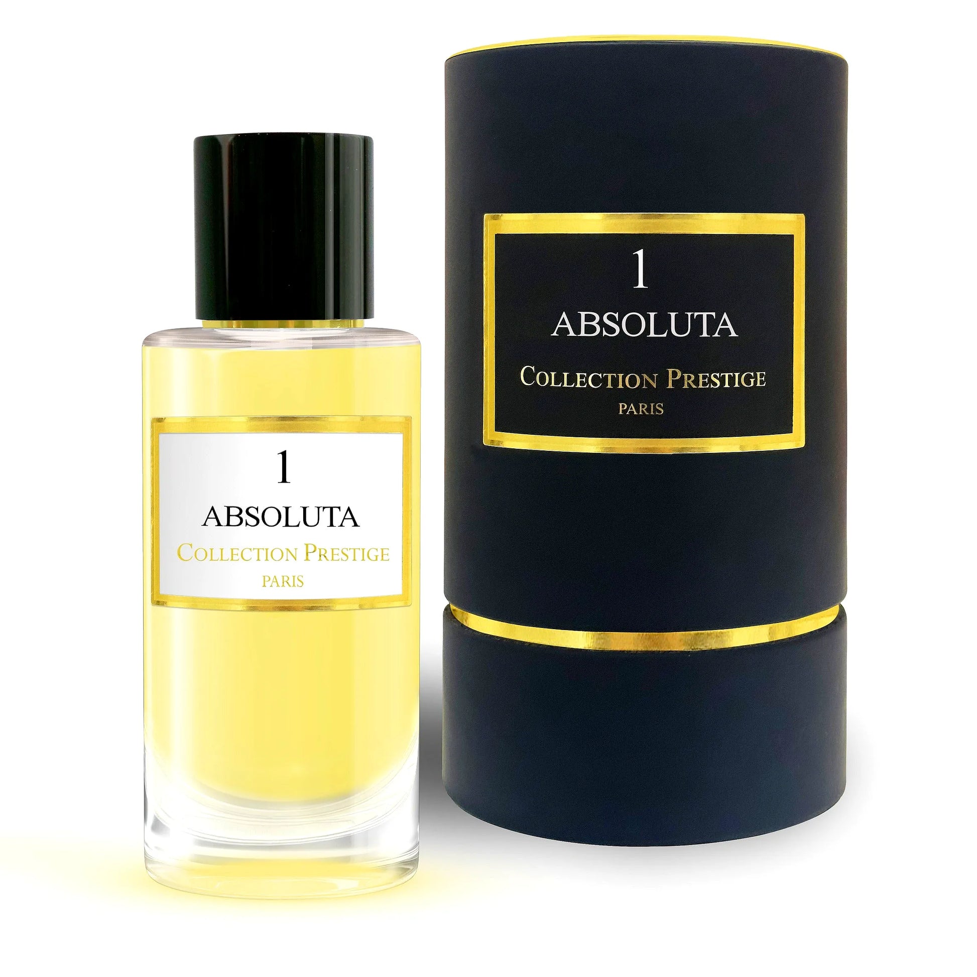 Prestige Collection - Absoluta - Eau de Parfum Mixte fragrance bottle with elegant design, golden accents, and luxurious packaging.
