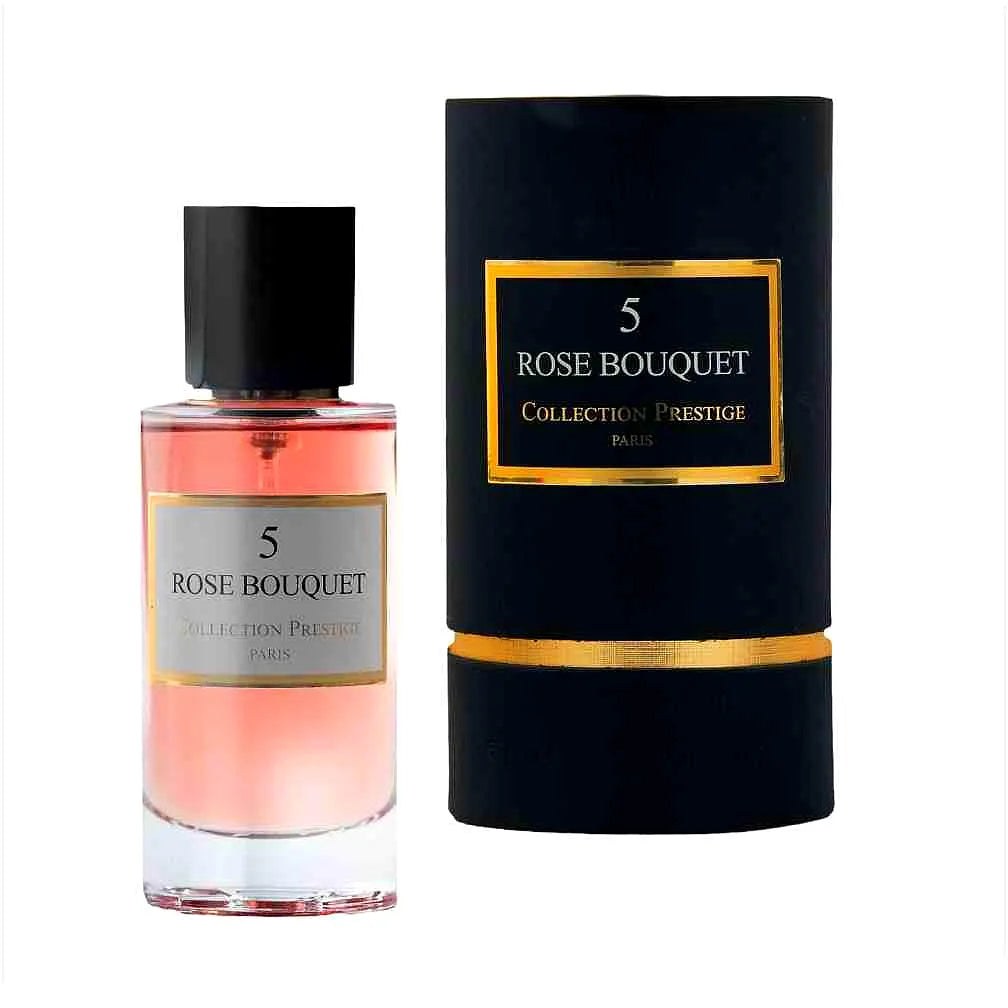Luxuriöse Kollektion Prestige Rose Bouquet Eau de Parfum Flasche mit elegantem Design und blumigen Akzenten.