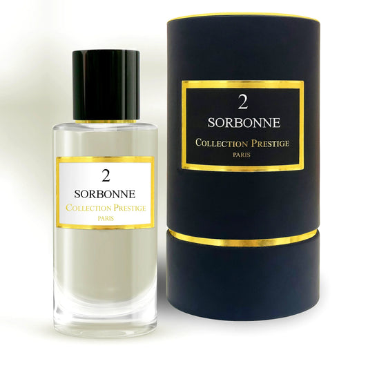 Luxury Collection Prestige - Sorbonne unisex Eau de Parfum Flasche mit elegantem Design und goldenen Akzenten.